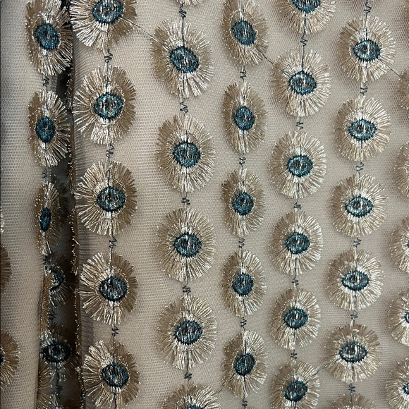 Calvin Klein Top Gold and Blue Overlay  Gorgeous Bell Sleeve Special Occasion L - Picture 5 of 6